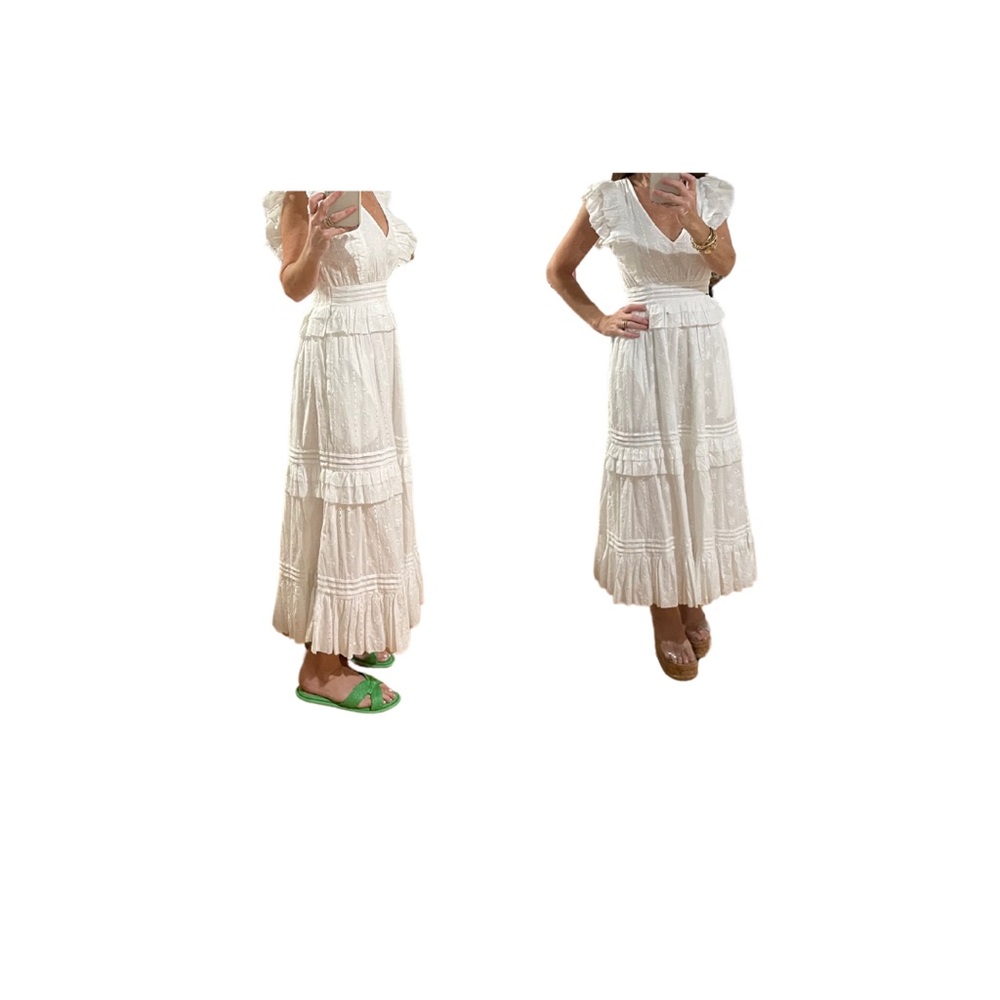 Cleobella White Ruffled V-Neck Maxi Dress - Picture 3 of 5